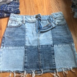 Pacsun Patched Jean Skirt